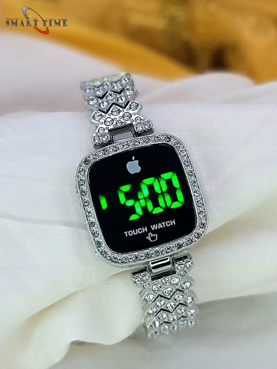 Stainless Steel Chain Digital Wristwatch for Women