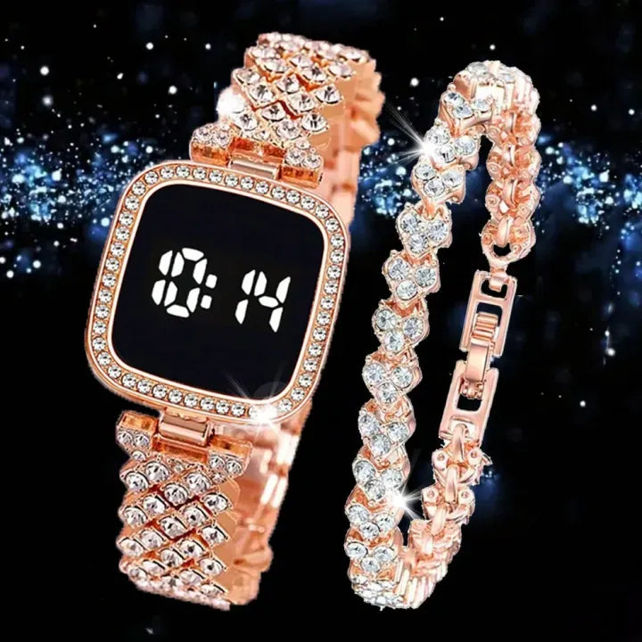 Stainless Steel Chain Digital Wristwatch for Women