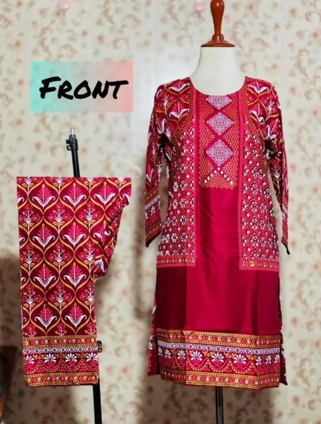 Samar's Fashion Summer Trendy Multicolor Printed 2pc Dress for Women & Girls