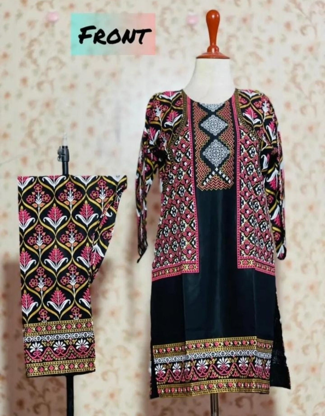 Samar's Fashion Summer Trendy Multicolor Printed 2pc Dress for Women & Girls